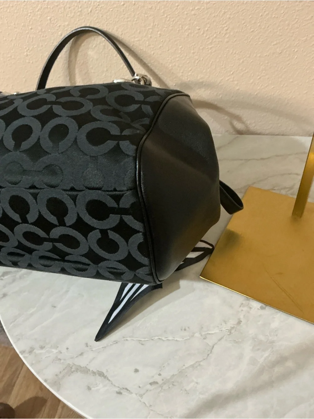 Coach Madison Op Art Sateen Madeline Satchel with Silver Hardware. (EUC)